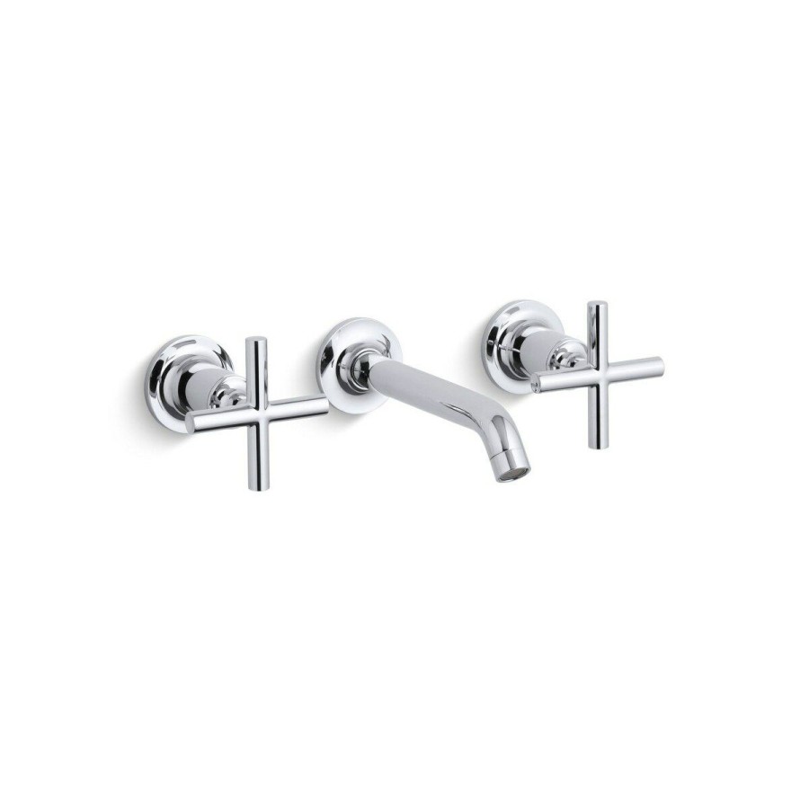 Home Goods * | Brand New Kohler Purist Widespread Wall-Mount Bathroom Sink Faucet Trim With Cross Handles And 6-1/4 Spout, Requires Valve