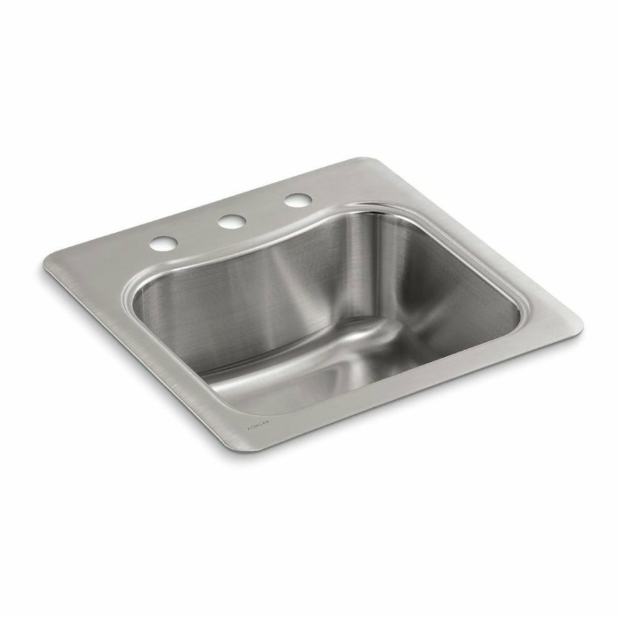 Home Goods * | Best Sale Kohler Staccato 20 X 20 X 8-5/16 Top-Mount Single-Bowl Bar Sink With 3 Faucet Holes (K-3363-3-Na)