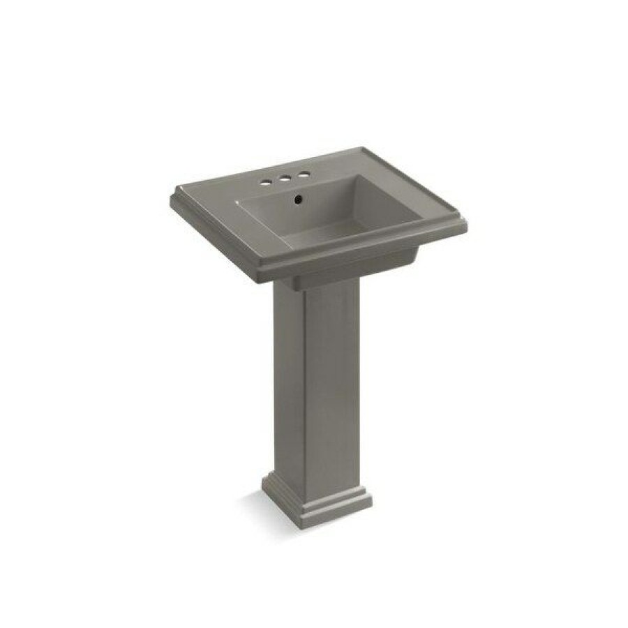 Home Goods * | Best Sale Kohler Tresham 24 Pedestal Bathroom Sink With 4 Centerset Faucet Holes Cashmere (K-2844-4-K4) White