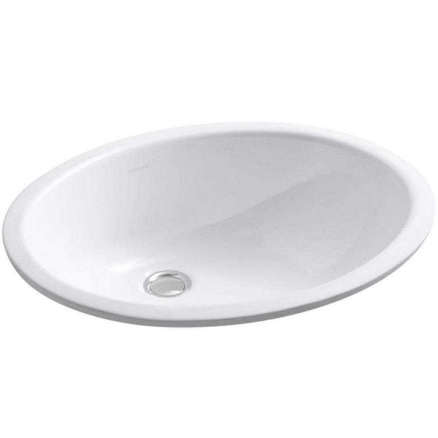 Home Goods * | Best Deal Kohler Caxton Oval 17 X 14 Undermount Bathroom Sink With Overflow White (K-2210-0)