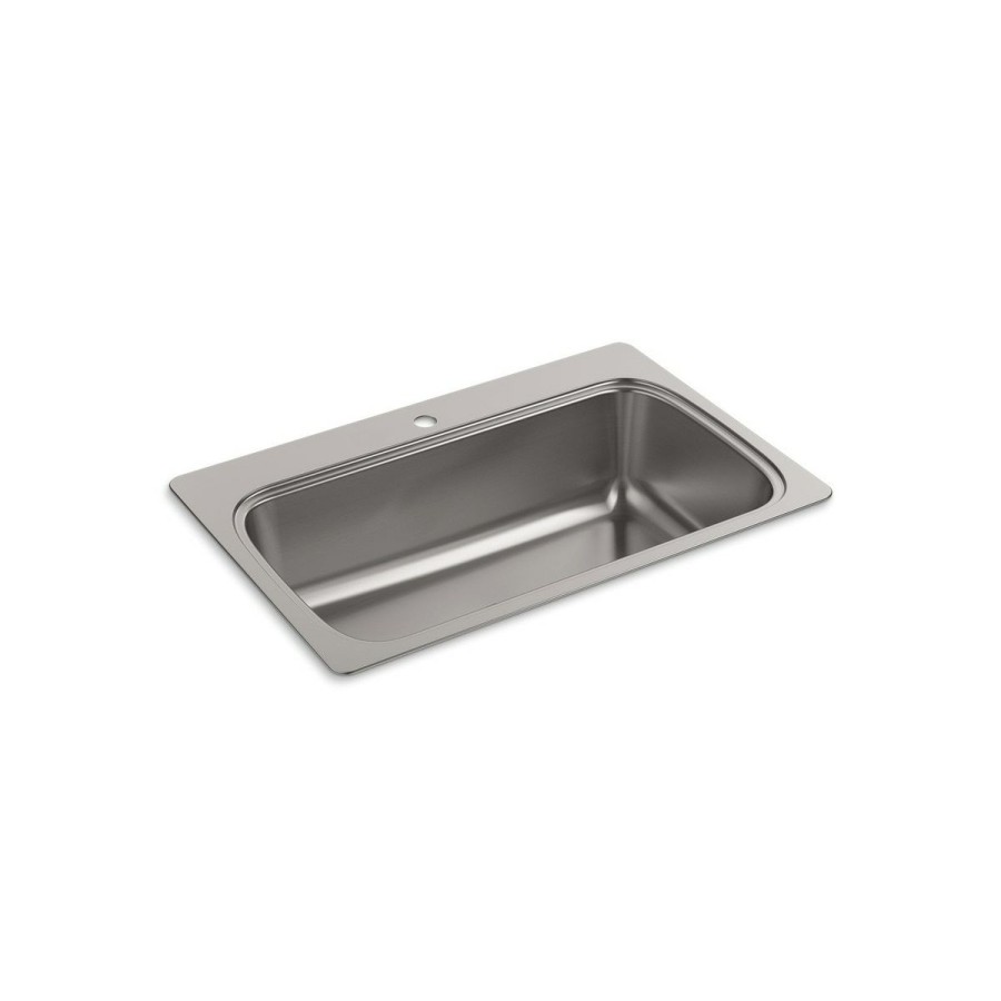 Home Goods * | Best Sale Kohler Verse 33 X 22 X 9-5/16 Top-Mount Single-Bowl Kitchen Sink With Single Faucet Hole (K-20060-1-Na)