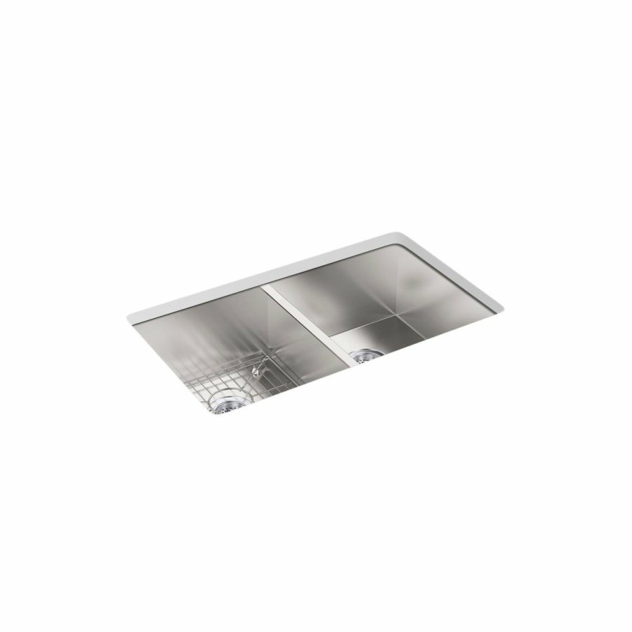 Home Goods * | Best Pirce Kohler Vault 33 X 22 X 9-5/16 Top-Mount/Undermount Double-Equal Bowl Kitchen Sink With 3 Faucet Holes (K-3820-3-Na)