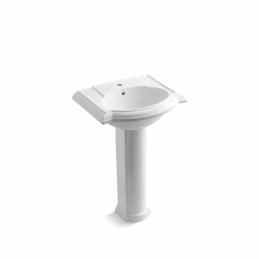 Home Goods * | Best Pirce Kohler Devonshire 24 Pedestal Bathroom Sink With Single Faucet Hole (K-2286-1-0) White