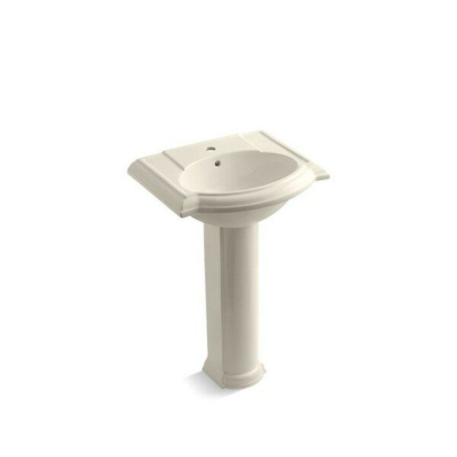 Home Goods * | Best Pirce Kohler Devonshire 24 Pedestal Bathroom Sink With Single Faucet Hole (K-2286-1-0) White