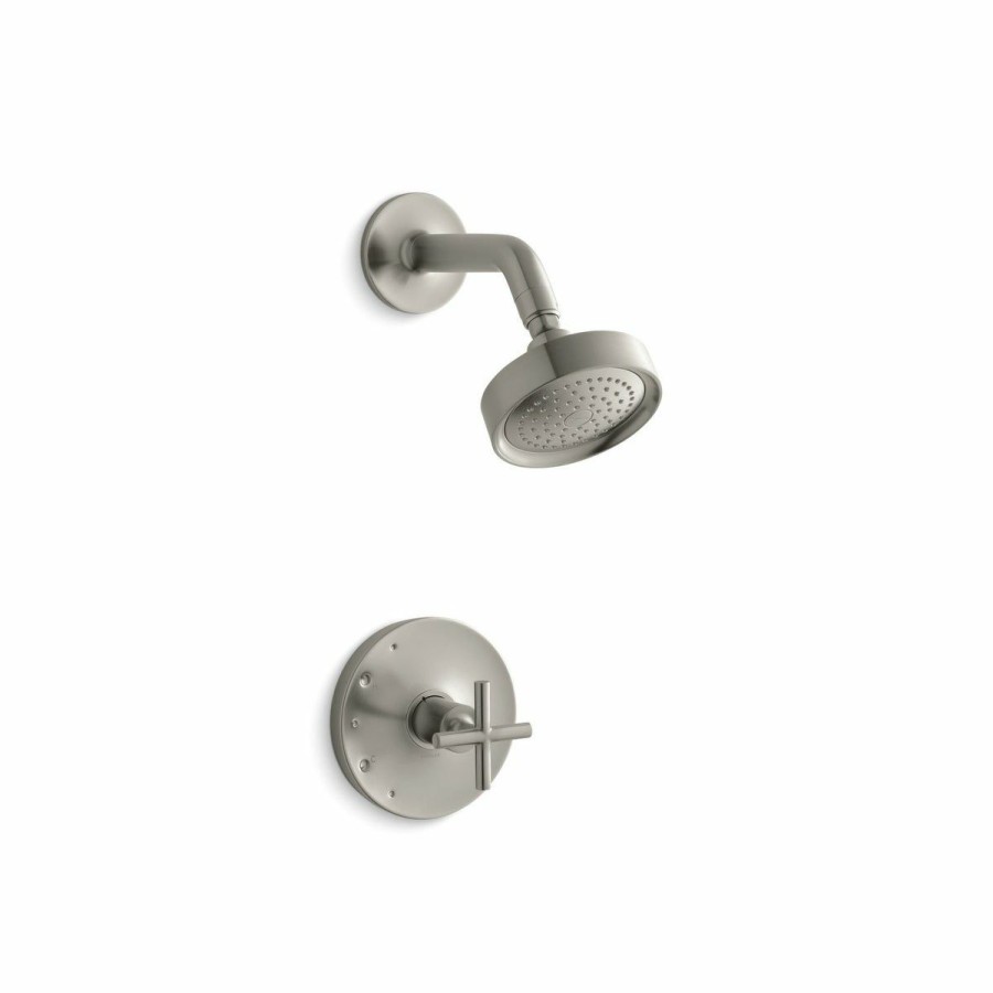 Home Goods * | Best Deal Kohler 3 Purist Rite-Temp Shower Valve Trim With Cross Handle And 2.5 Gpm Showerhead