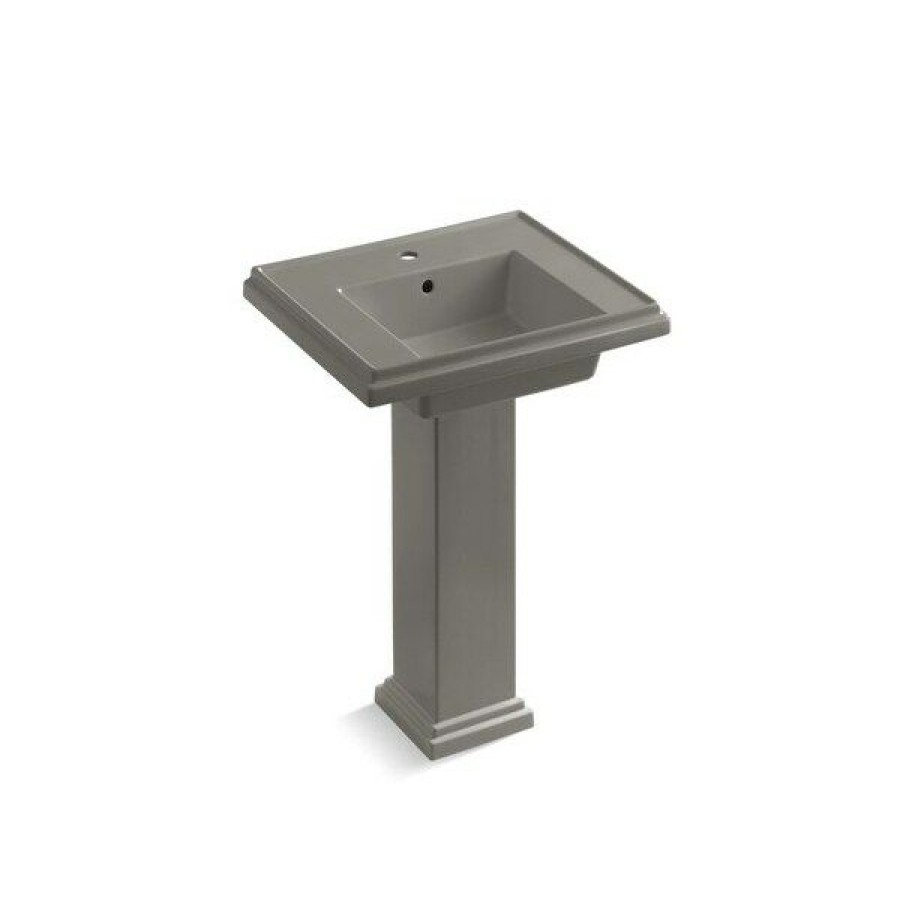 Home Goods * | Best Sale Kohler Tresham 24 Pedestal Bathroom Sink With Single Faucet Hole Cashmere (K-2844-1-K4) White